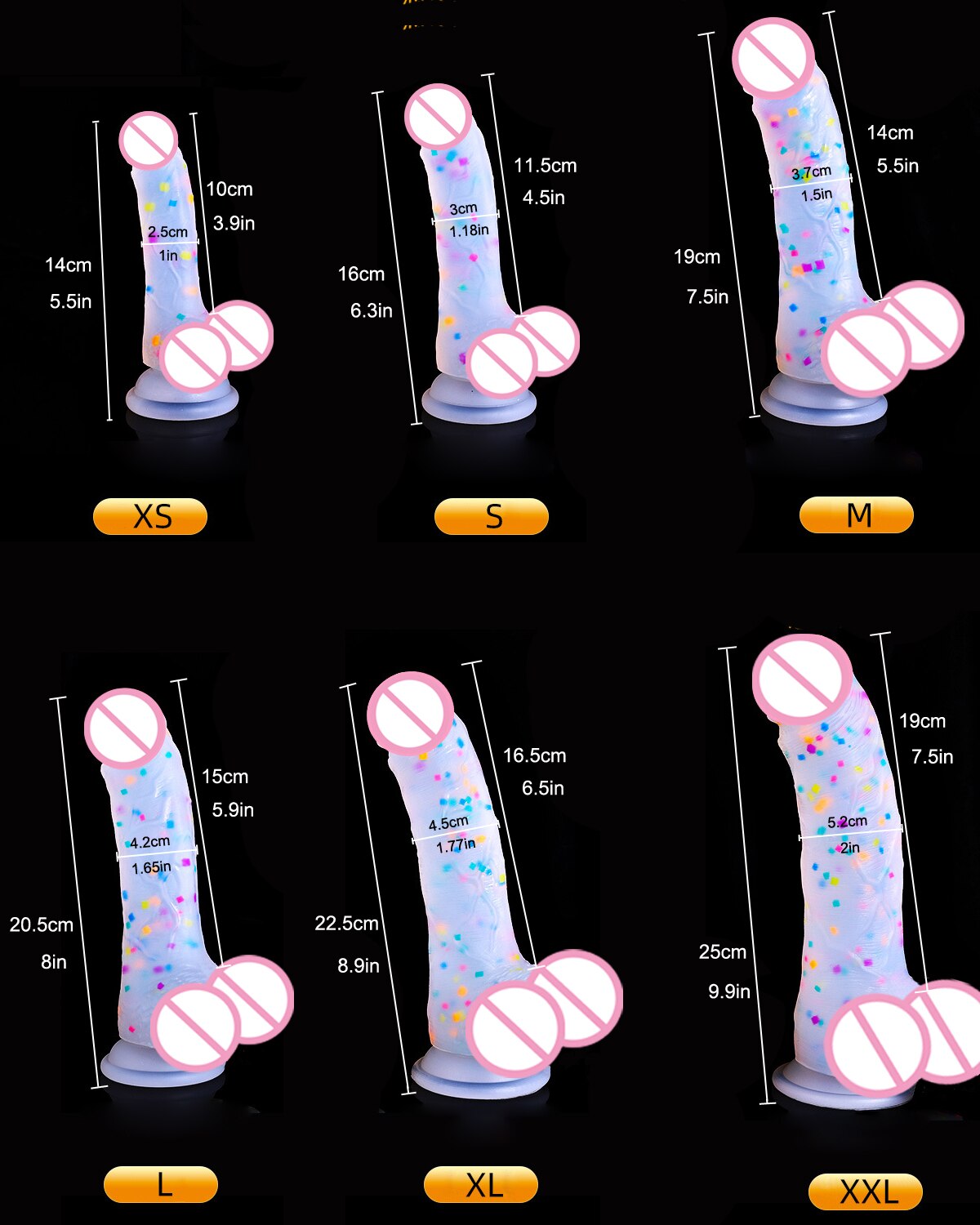 Confetti Dildo ที่สมจริงซิลิโคน Dildo.พร้อมถ้วยดูดสำหรับแฮนด์ฟรีเล่นฟรี.สมจริง Penis สำหรับสตรีและคู่
