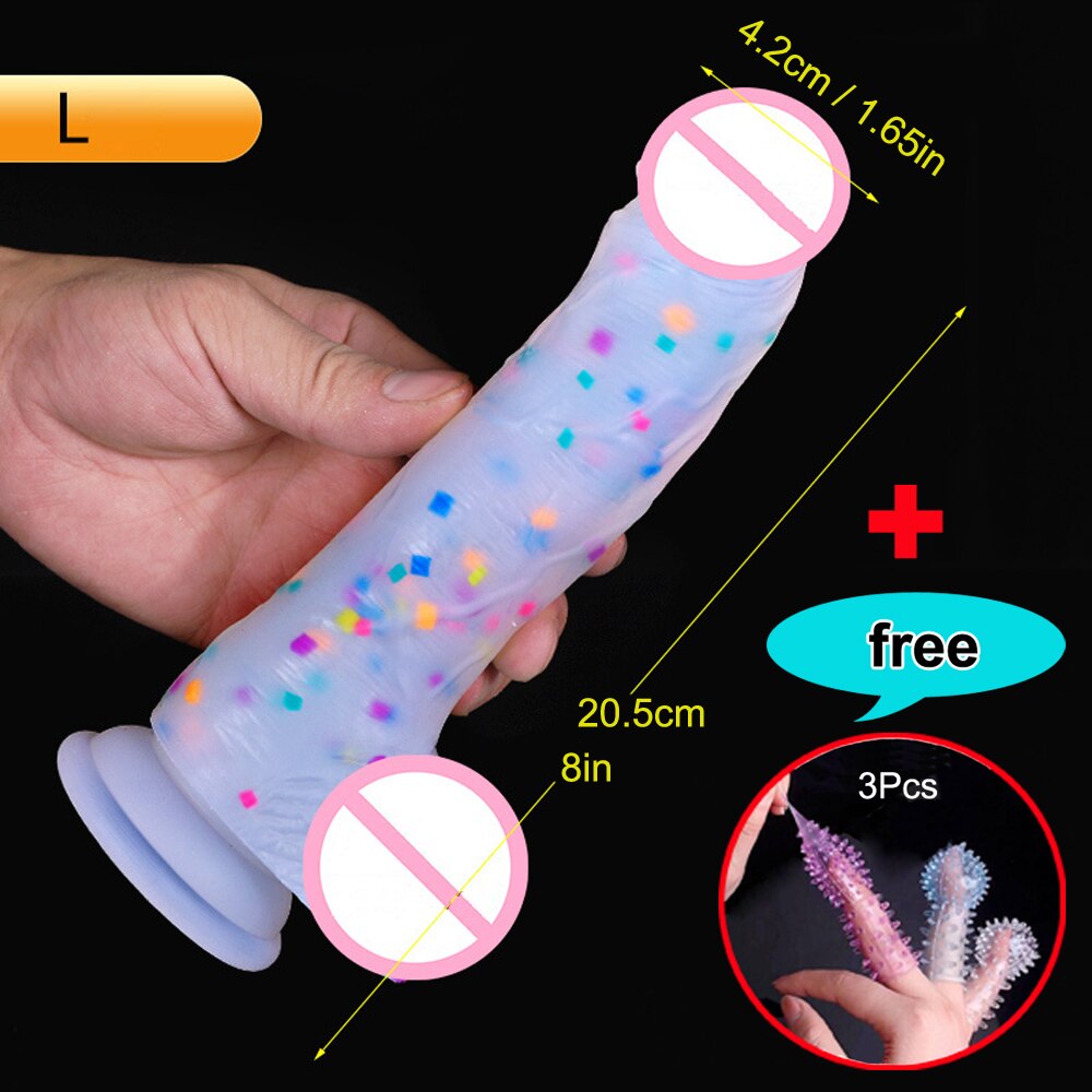 Confetti Dildo ที่สมจริงซิลิโคน Dildo.พร้อมถ้วยดูดสำหรับแฮนด์ฟรีเล่นฟรี.สมจริง Penis สำหรับสตรีและคู่