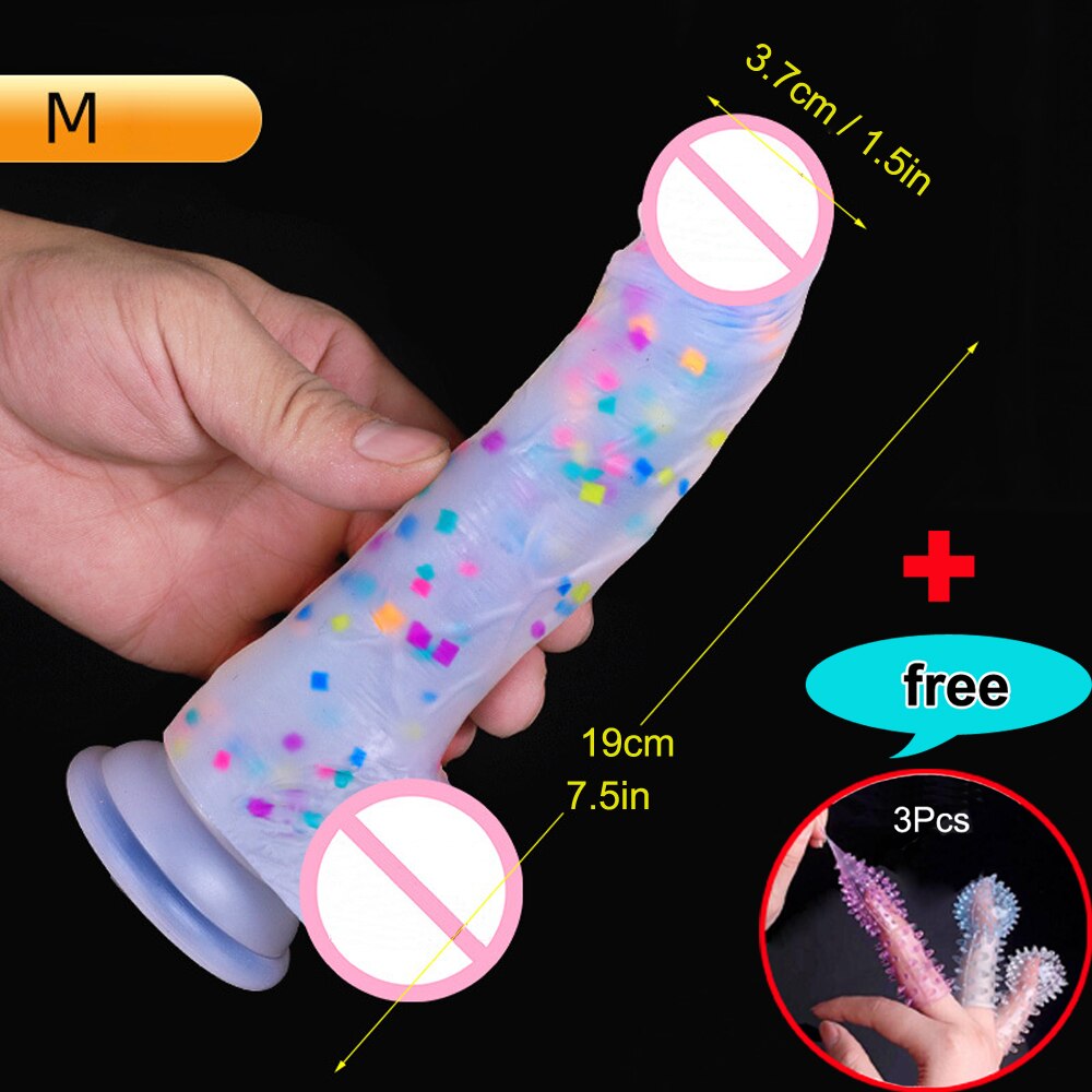 Confetti Dildo ที่สมจริงซิลิโคน Dildo.พร้อมถ้วยดูดสำหรับแฮนด์ฟรีเล่นฟรี.สมจริง Penis สำหรับสตรีและคู่