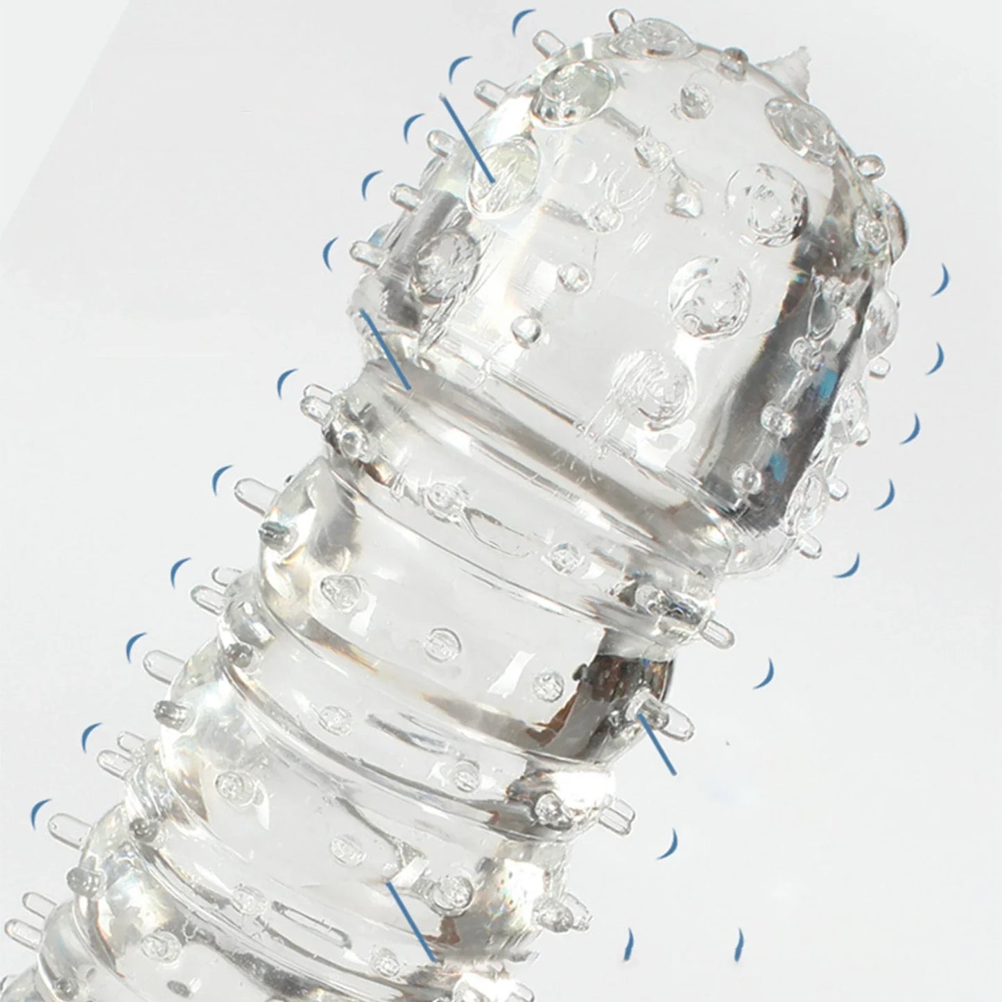 Crystal Ribbed Spikes Dick Extender Penis Enlargement Sleeve Condoms Adult Toys Resuable Condoms G Spot Stimulation Penis Sleeve