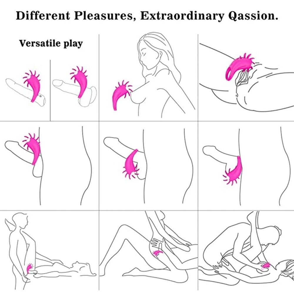 คู่หุ้นแหวนอวัยวะเพศชาย Delay Lock Sperm Vibrator ลิ้นเลีย G จุดกระตุ้นช่องคลอด Clit Stimulator Orgasm ล็อคชาย