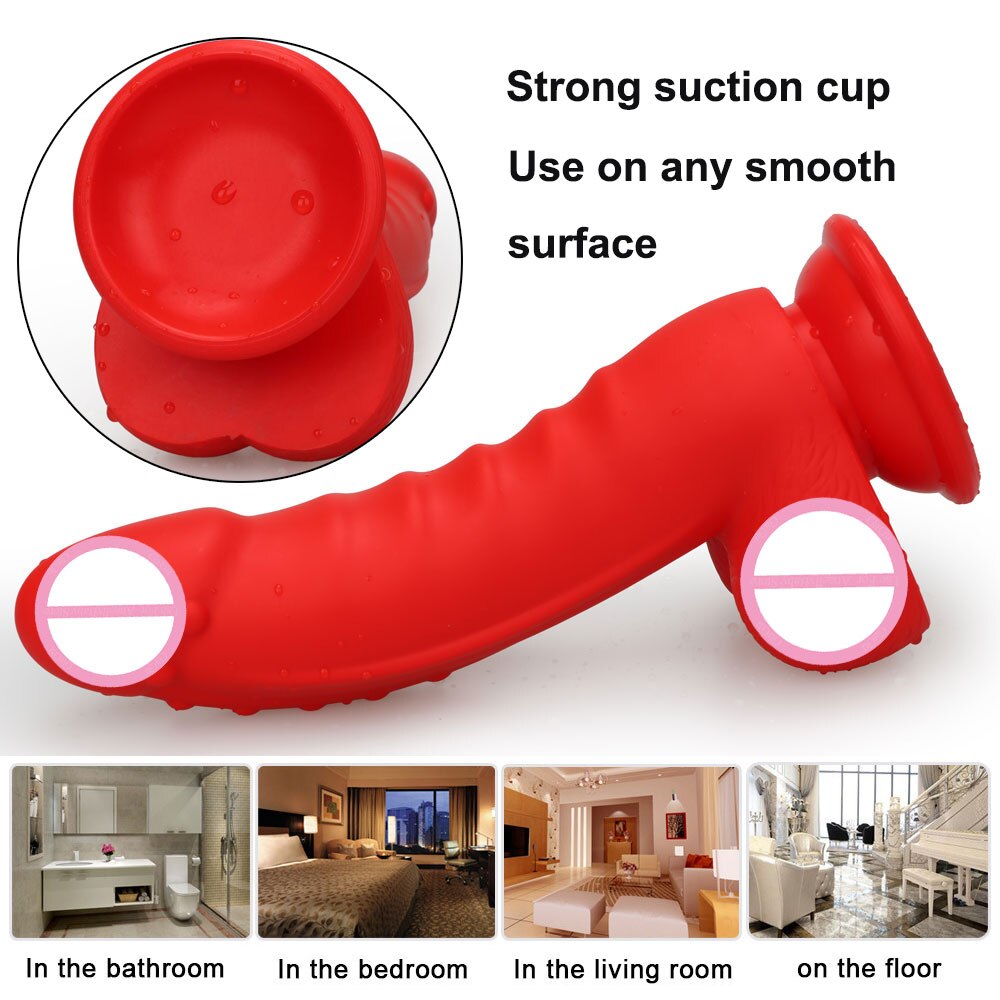 Red Dildo Anal Sex Toys Masturbator for Gay Women Liquid Dildos Silicone Suction Cup Butt Plug Anus Sex Toy Vagina Stimulator