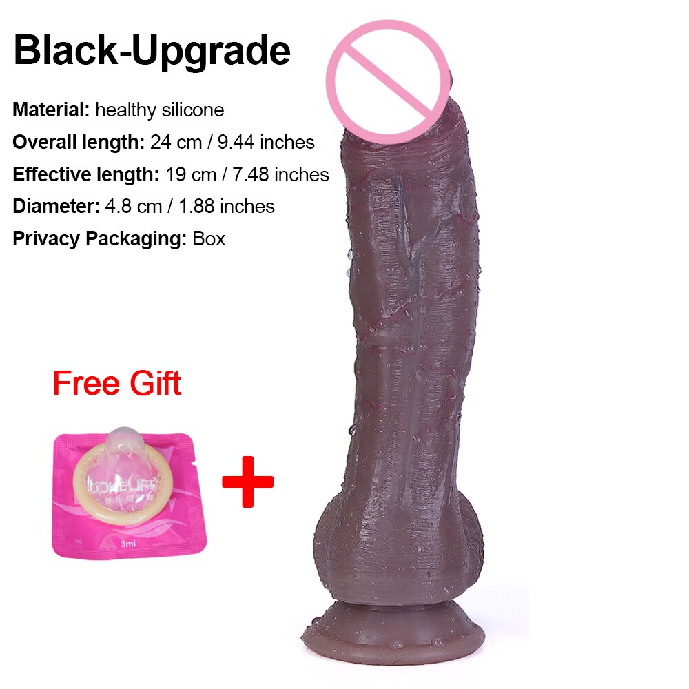 Realistic Black Skin Dildo Soft Big Sexy Penis Cock Female Masturbator G-Spot Anal Sex Toy Large Strap-on Dick for Women