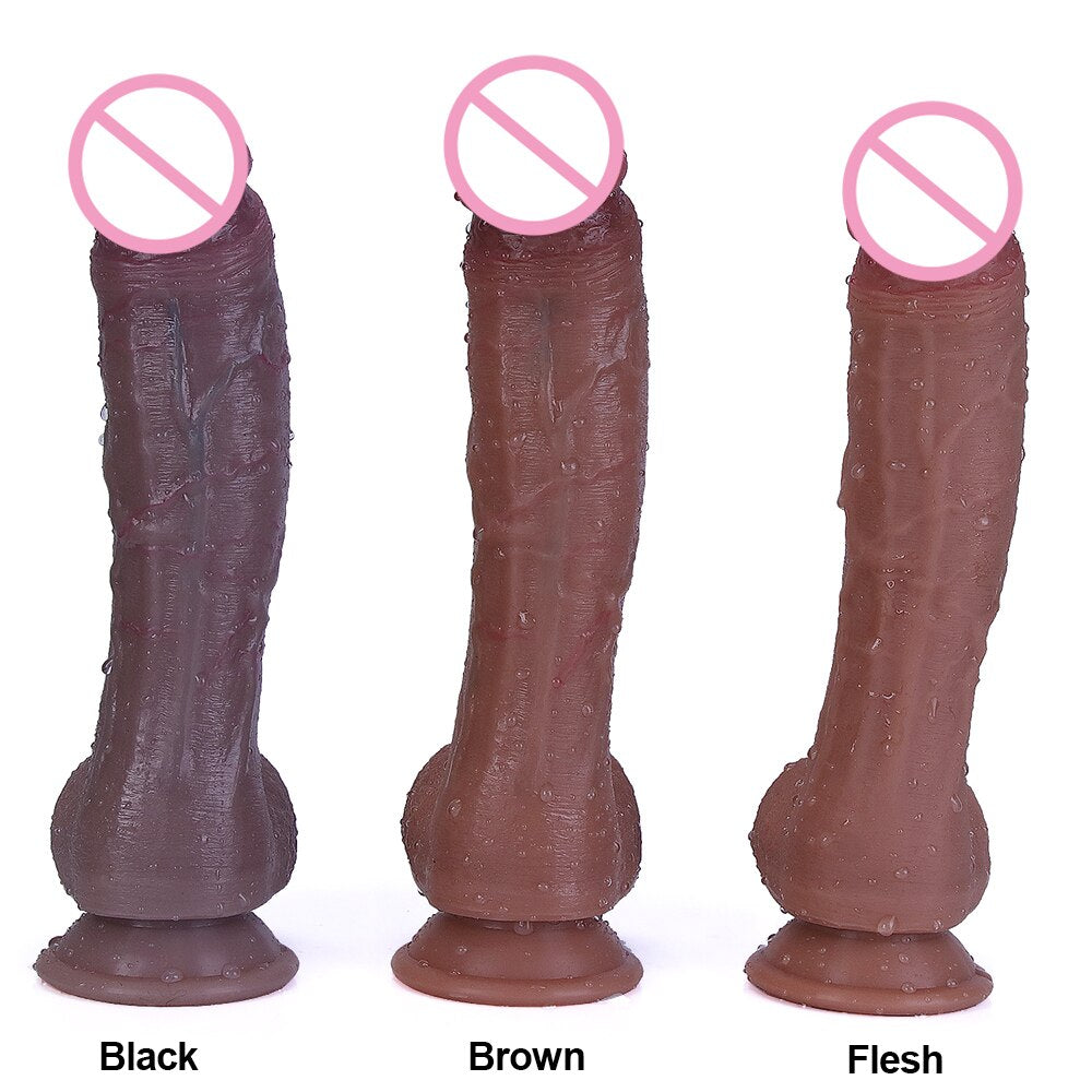 Realistic Black Skin Dildo Soft Big Sexy Penis Cock Female Masturbator G-Spot Anal Sex Toy Large Strap-on Dick for Women