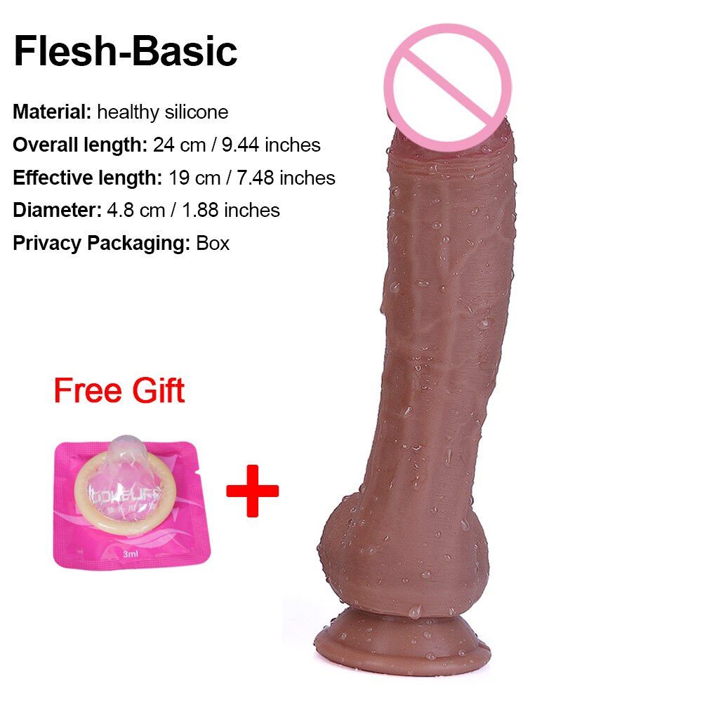 Realistic Black Skin Dildo Soft Big Sexy Penis Cock Female Masturbator G-Spot Anal Sex Toy Large Strap-on Dick for Women