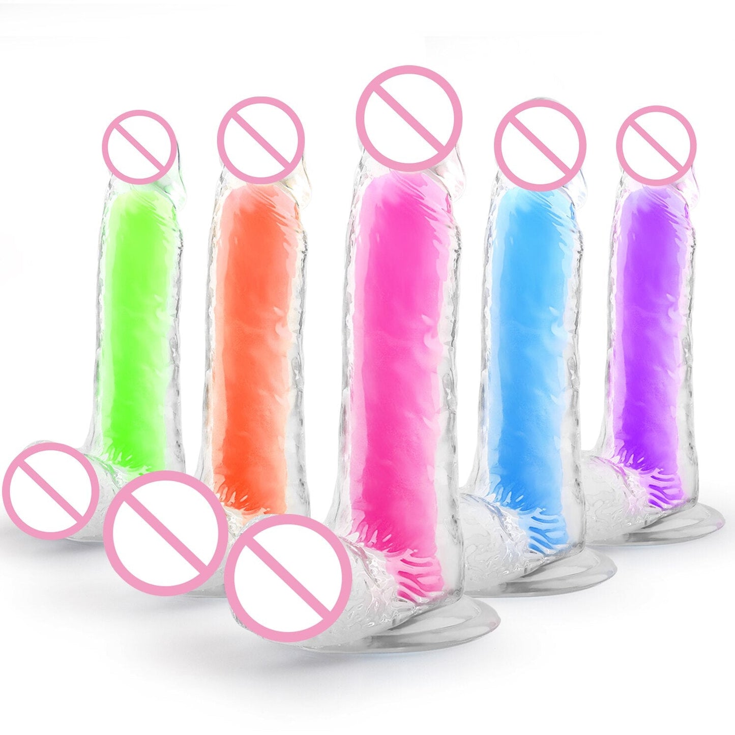 Lesbian Dildo Suction Cup Realistic Penis for Women Vagina Clitoris Stimulator Female Masturbator Noctilucent Sex Toy