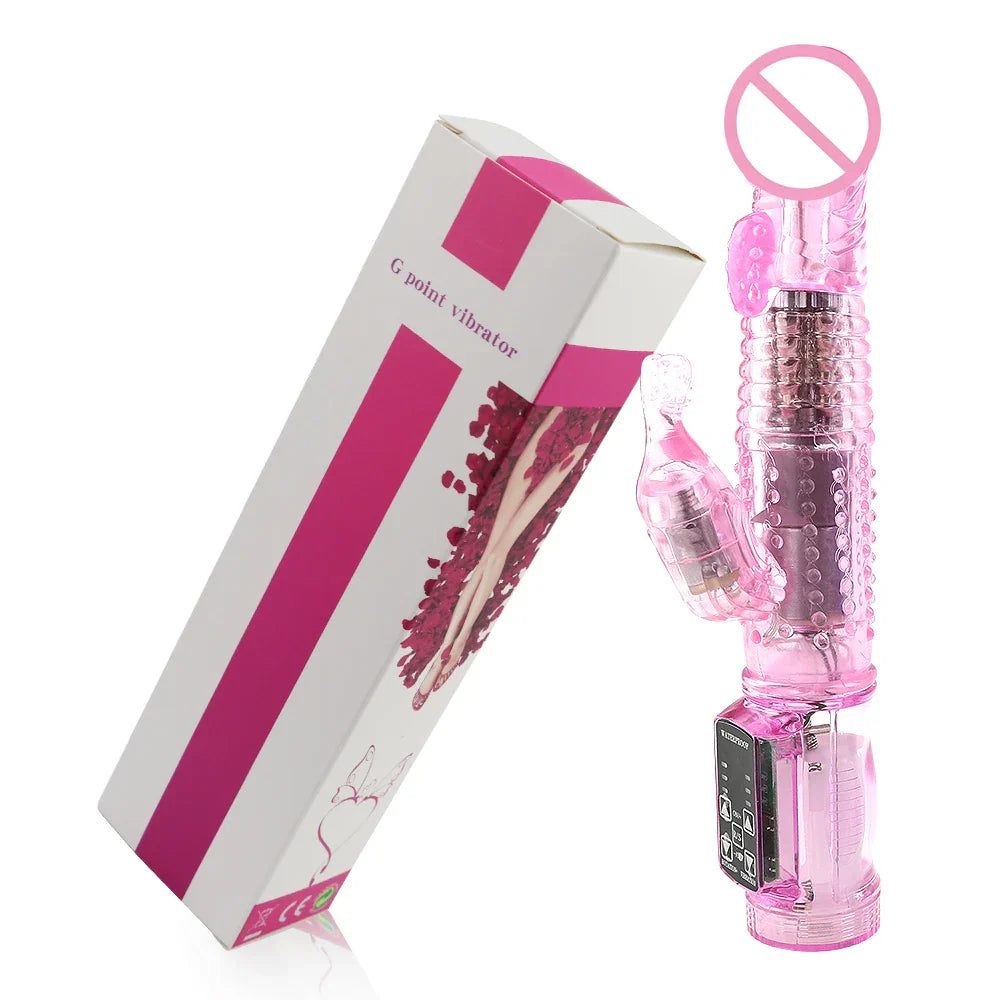 Dildo Rabbit Vibrator Masturbator G-Spot 12 Speeds Vibration Dual Motor Massager Clitoris Rotation Stimulator Female Sex Toy