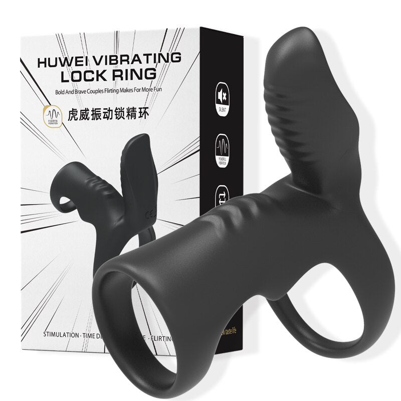 Dual Vibrating Penis Clitoris Suction Ring Anal Stimulation Penis Erection Vibrator for Couples Cockring Remote Control Sex Tool