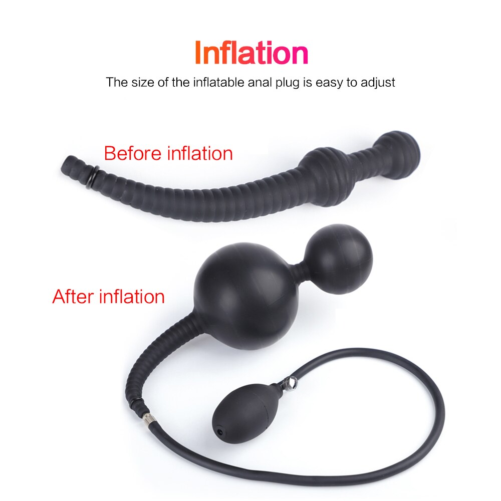 Erotic Toy Anus Expander Inflatable Butt Plug Anal Beads with Rings Man Prostate Massager Male Deep Anus Expandable Plug Sex Toy