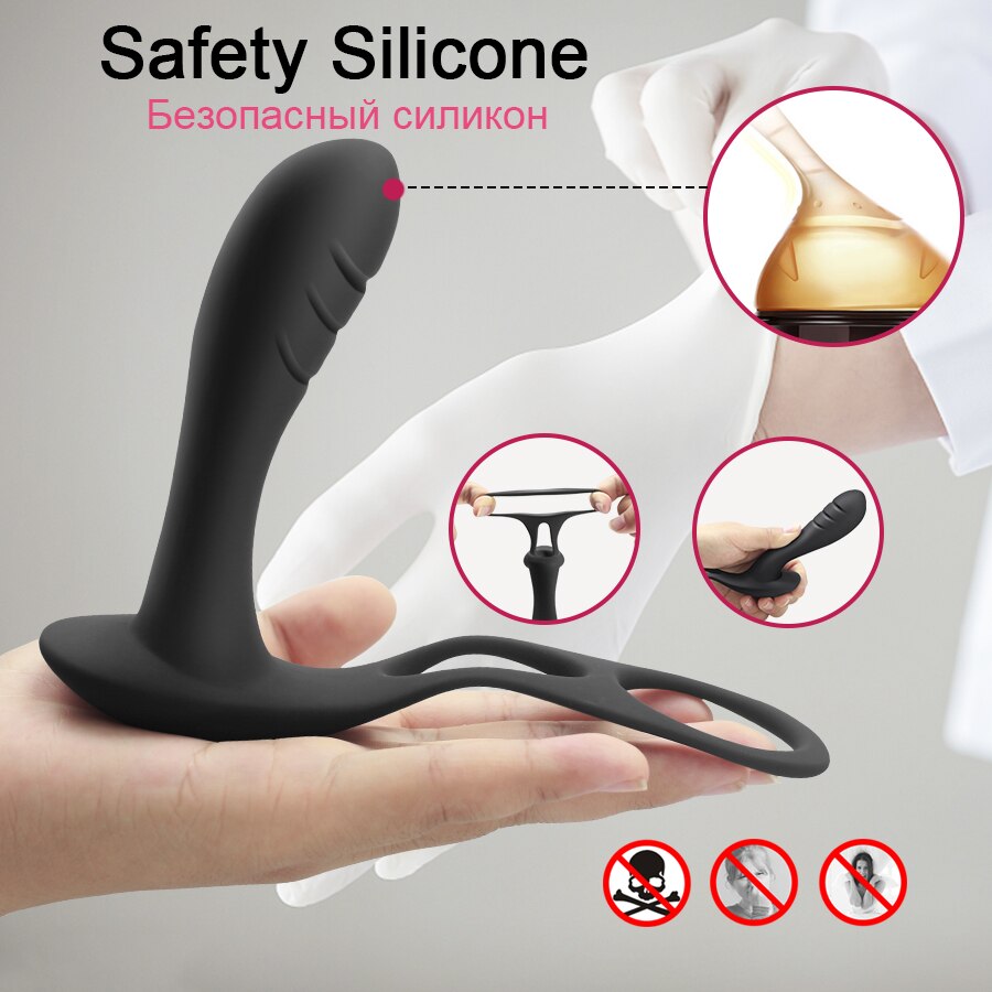ชายนวดต่อมลูกหมาก Vibrator Anal Butt Plug แหวนคู่ไร้สาย Vbrators Delay Ejaculation เซ็กซ์ทอยสำหรับเกย์