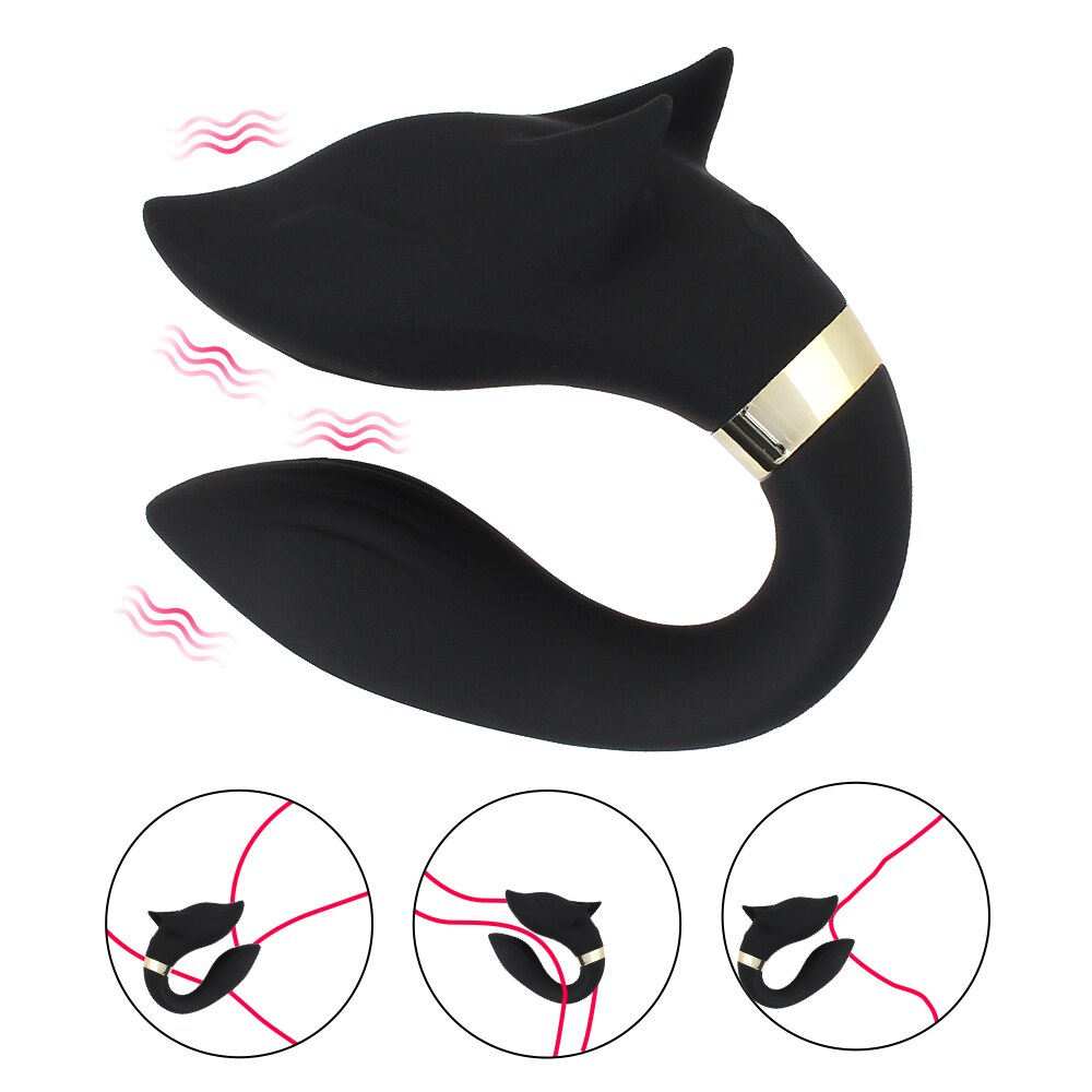 FOX Vibrator Clitoris Stimulator Double-headed Vibration Ring Wearable Couple Resonant 9 Mode Sex Toy for Women