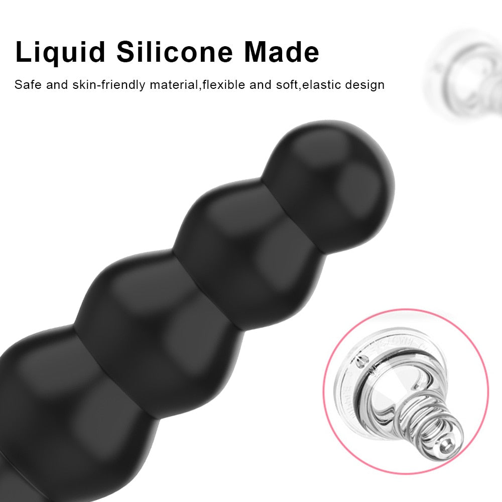 Female Male Masturbator Liquid Silicone 5 Beads Anal Plugs Big Dildos Butt Plug Sex Toys for Women Men Strong Suction Cup
