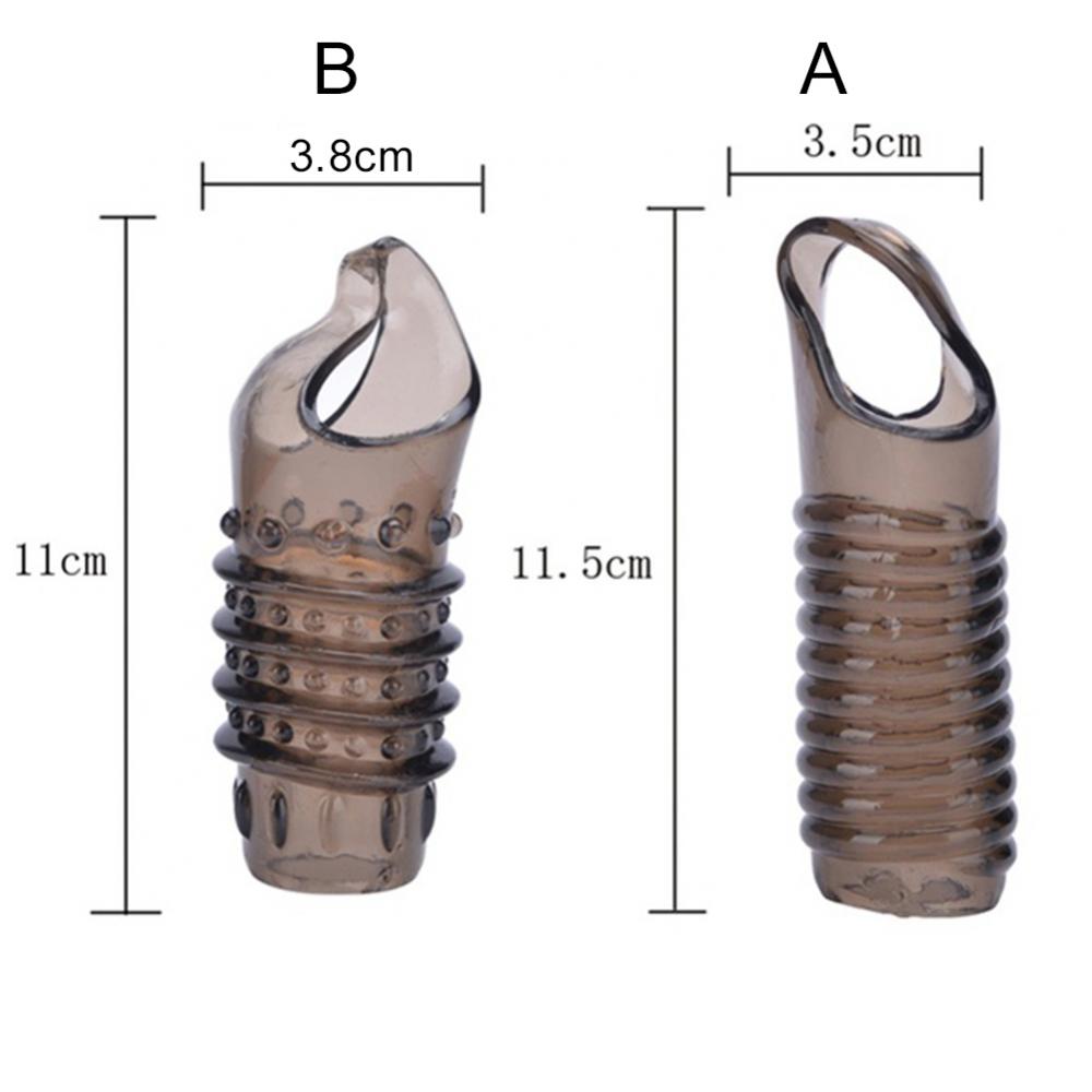Flexible Penis Extender Sleeve Condoms Thread Penis Sleeve Extension Scrotum Ring Sex Toys Delay Ejaculation Cock Ring Sex Toy