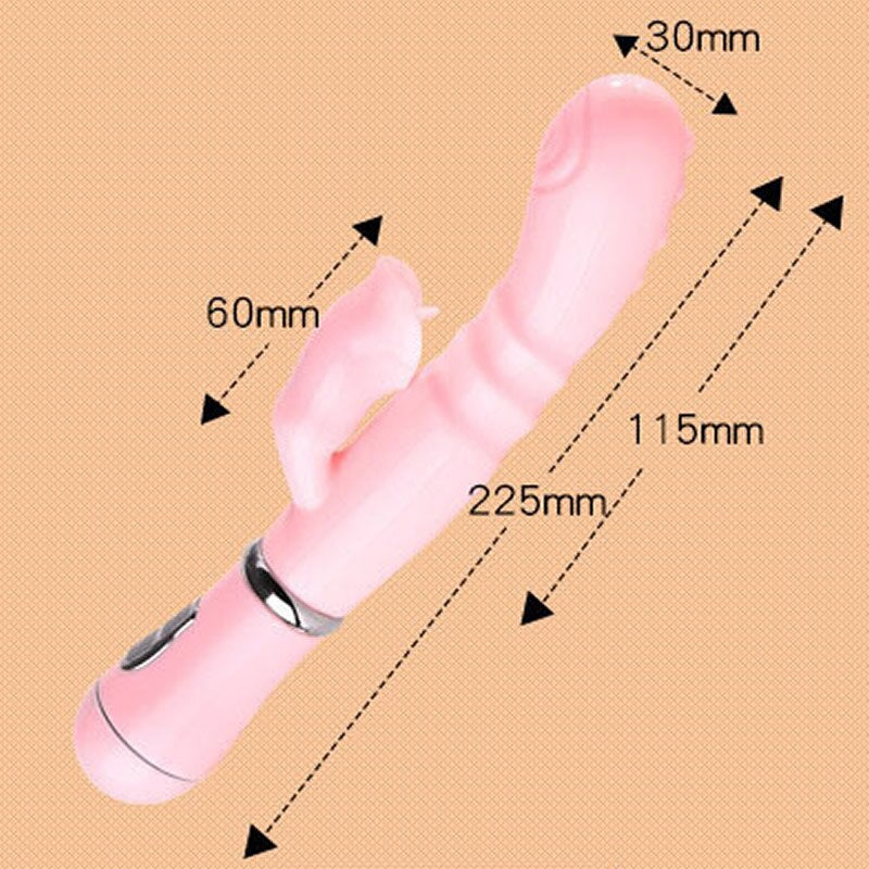 Rabbit G-Spot Dildo Vibrator Clitoris Stimulator Male Genital Double Rod Licking Tongue Sex Toys for Adult Women