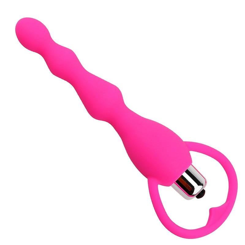 G Spot Vibrating Dildo Anal Plug Butt Prostate Massage Soft Beads Vibrator Sex Toys for Couples Silicone Adult Erotic Products