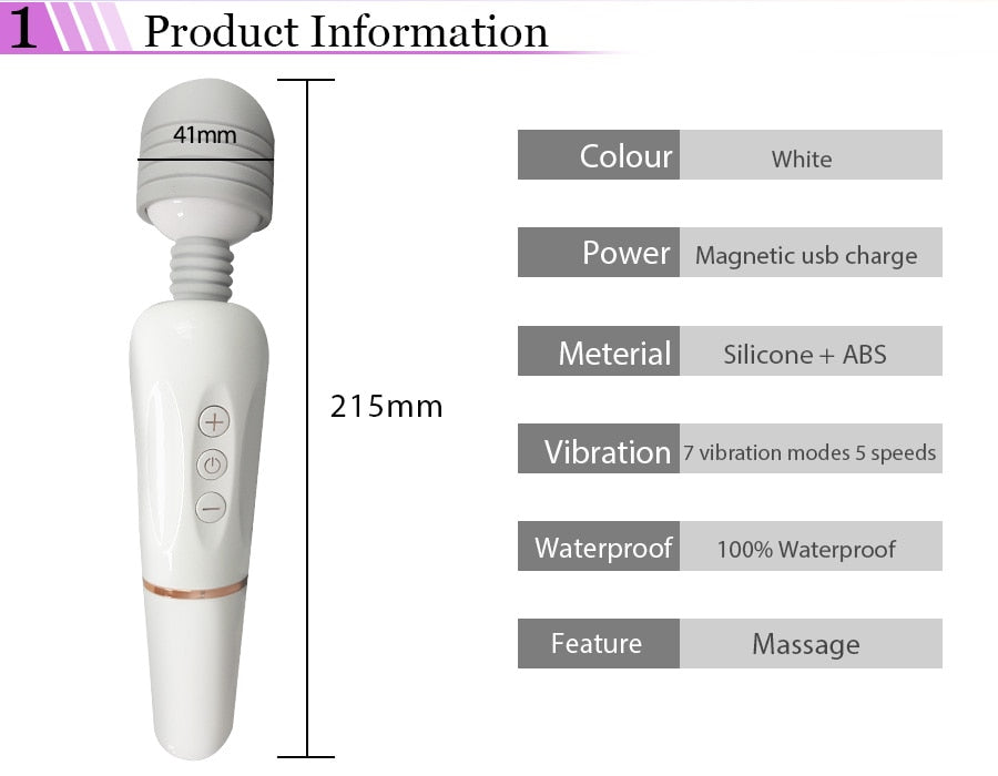 Powerful AV Magic Wand Body Massager, USB Charge G-Spot Vibrator for Women. Adult Vibrator Sex Toys for Women. Female Sex Products.