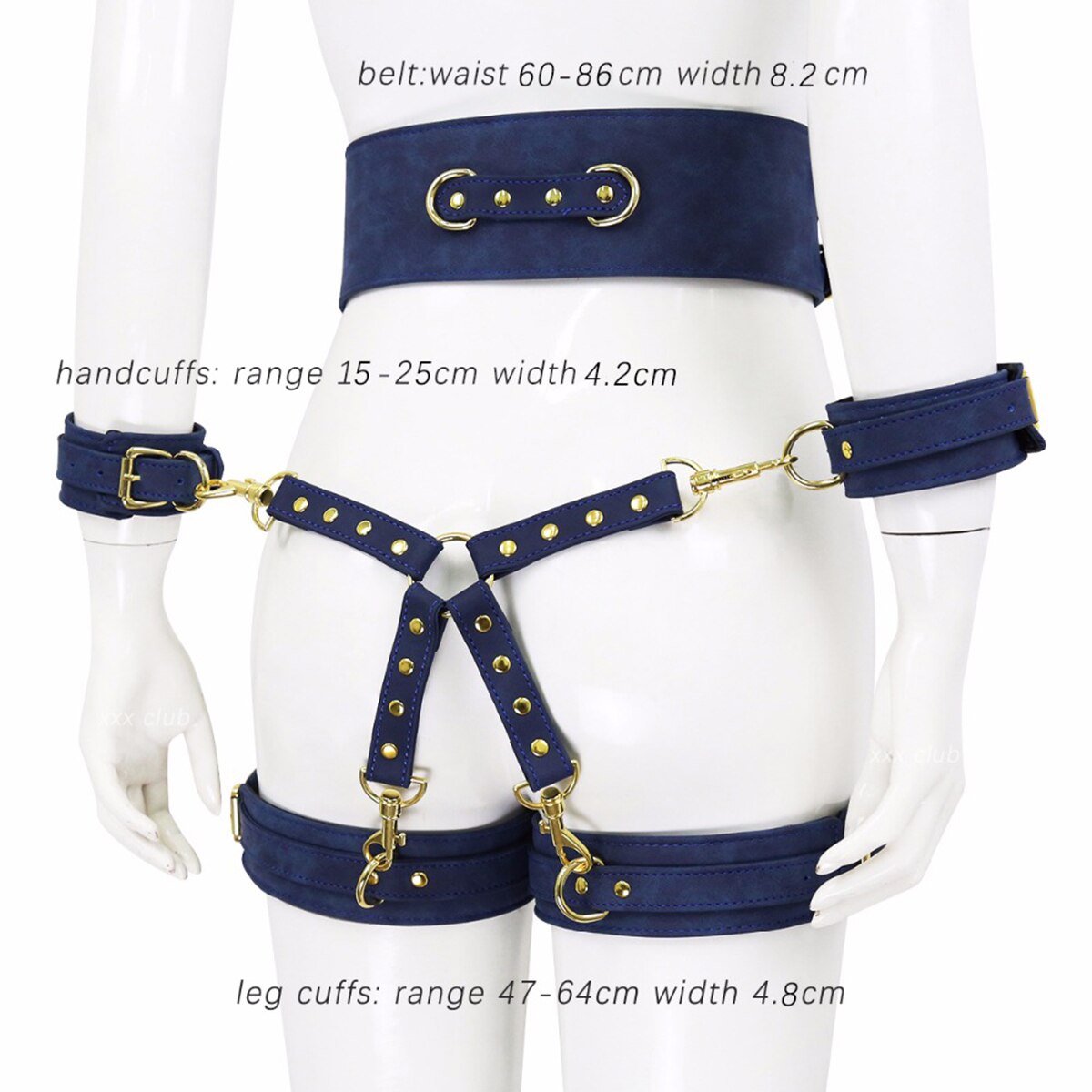 BDSM Sex Toy PU Leather Bondage Set Including Handcuffs, Belt, Leg Cuffs, Center Connection. Adult Toys Sex Bondage Toys for Women.