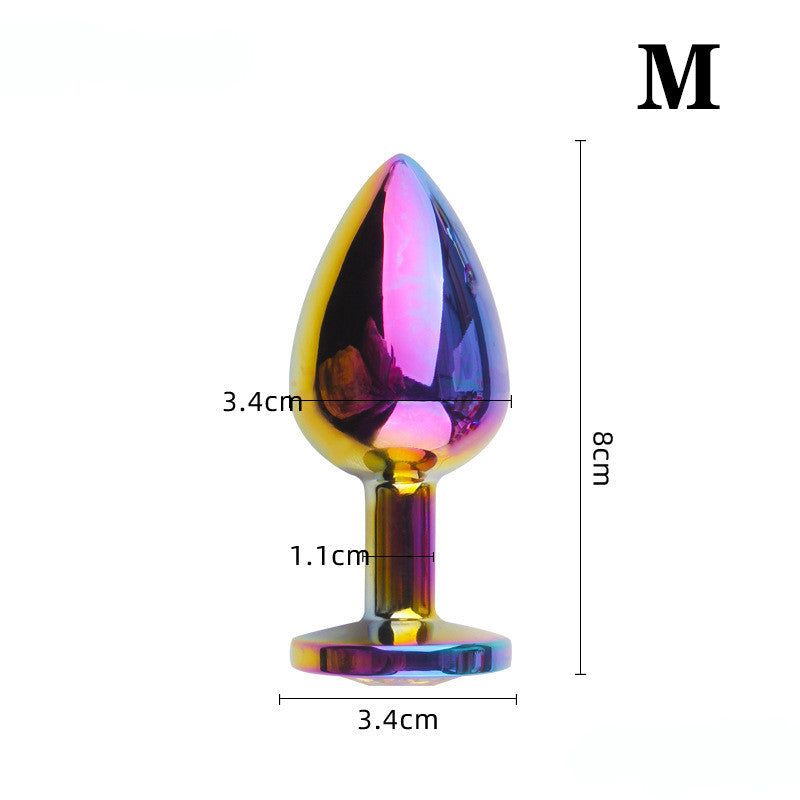 Rose Gold Rainbow Heart Shape Crystal Metal Anal Beads Butt Plug Jewelry Ass Small Medium Size Set Sex Toy for Female Male M-21