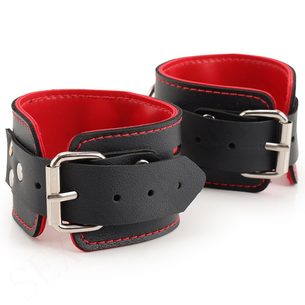 Adjustable Leather Handcuffs and Shackles BDSM Bondage Restraints Femdom Fun Adult Sex Bondage Sex Toys for Women and Couples