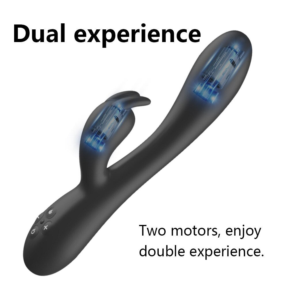 USB Charging Heating AV Rabbit Dildo Vibrator Vagina Clitoris Stimulator G-Spot Adult Game Sex Toys for Women Female Masturbator