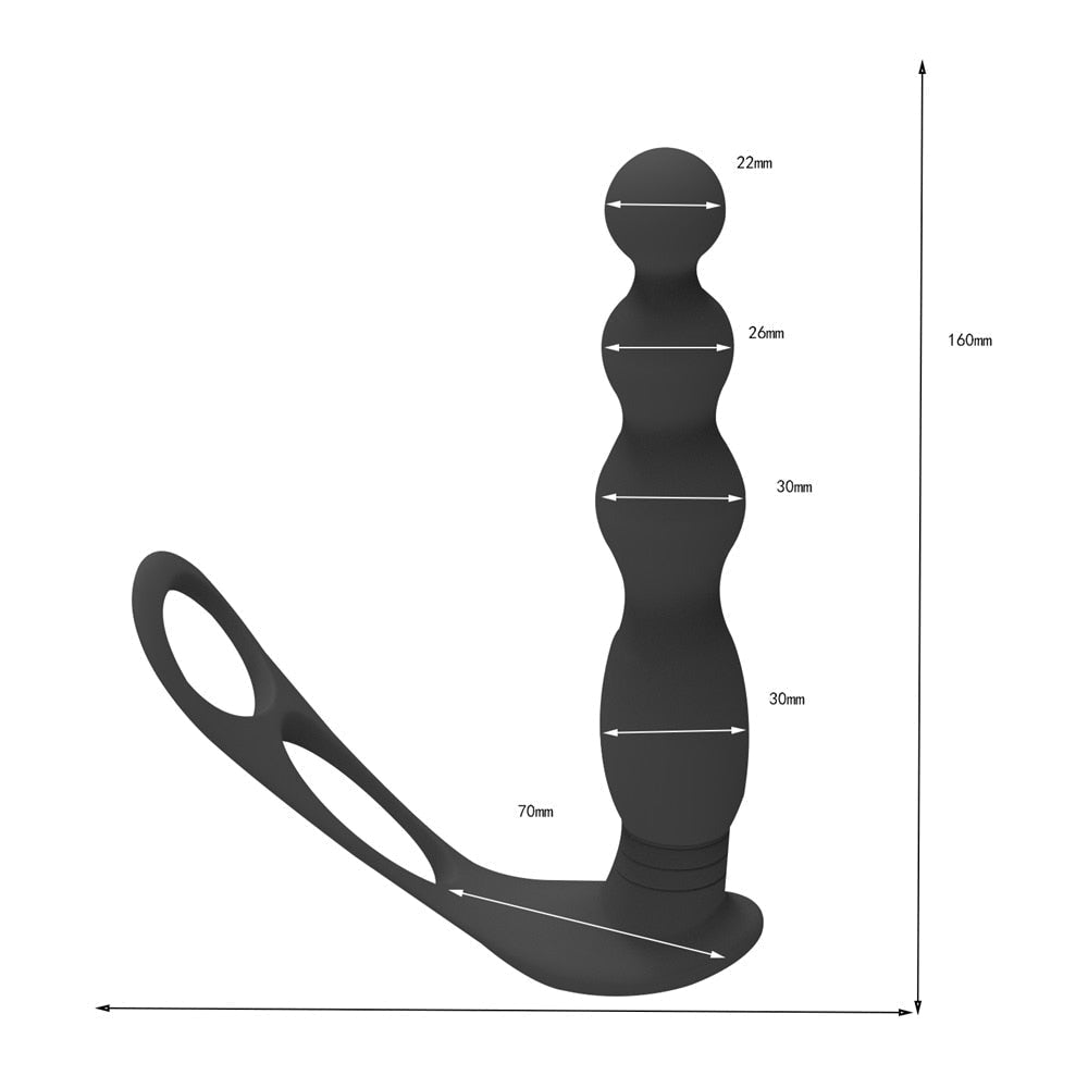 Silicone Anal Butt Plug Pull Beads with Cock Ring Prostate Massager Anal Balls Vibration Heating Erotic Anal Sex Toy for Adult