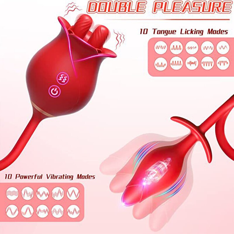 Rose Licking Vibrator, Women's Nipple Sucking Penis, G-Spot Clitoris Masturbation, Female Sex Toy