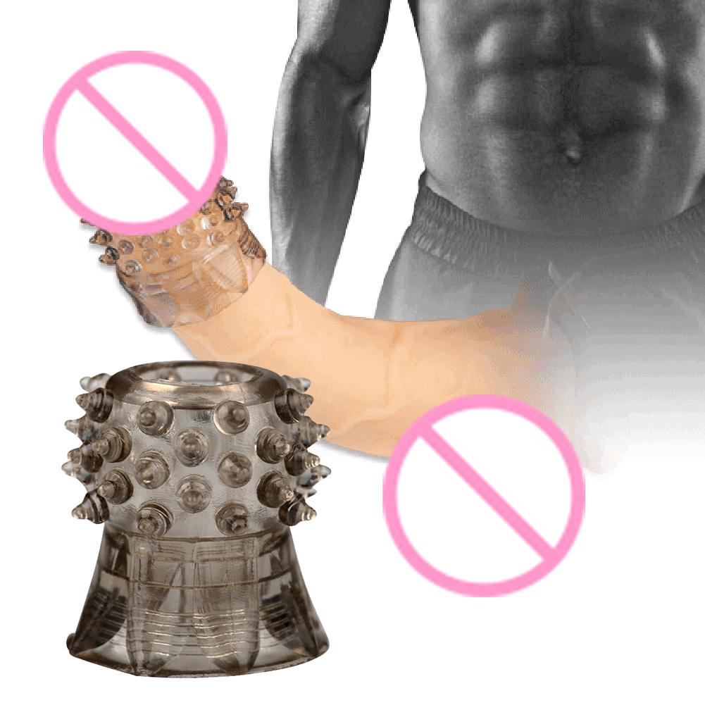 Dropshipping Men's Soft TPE Spiked Cock Ring Extender Penis Sleeve Delay Time Adult Sex Product