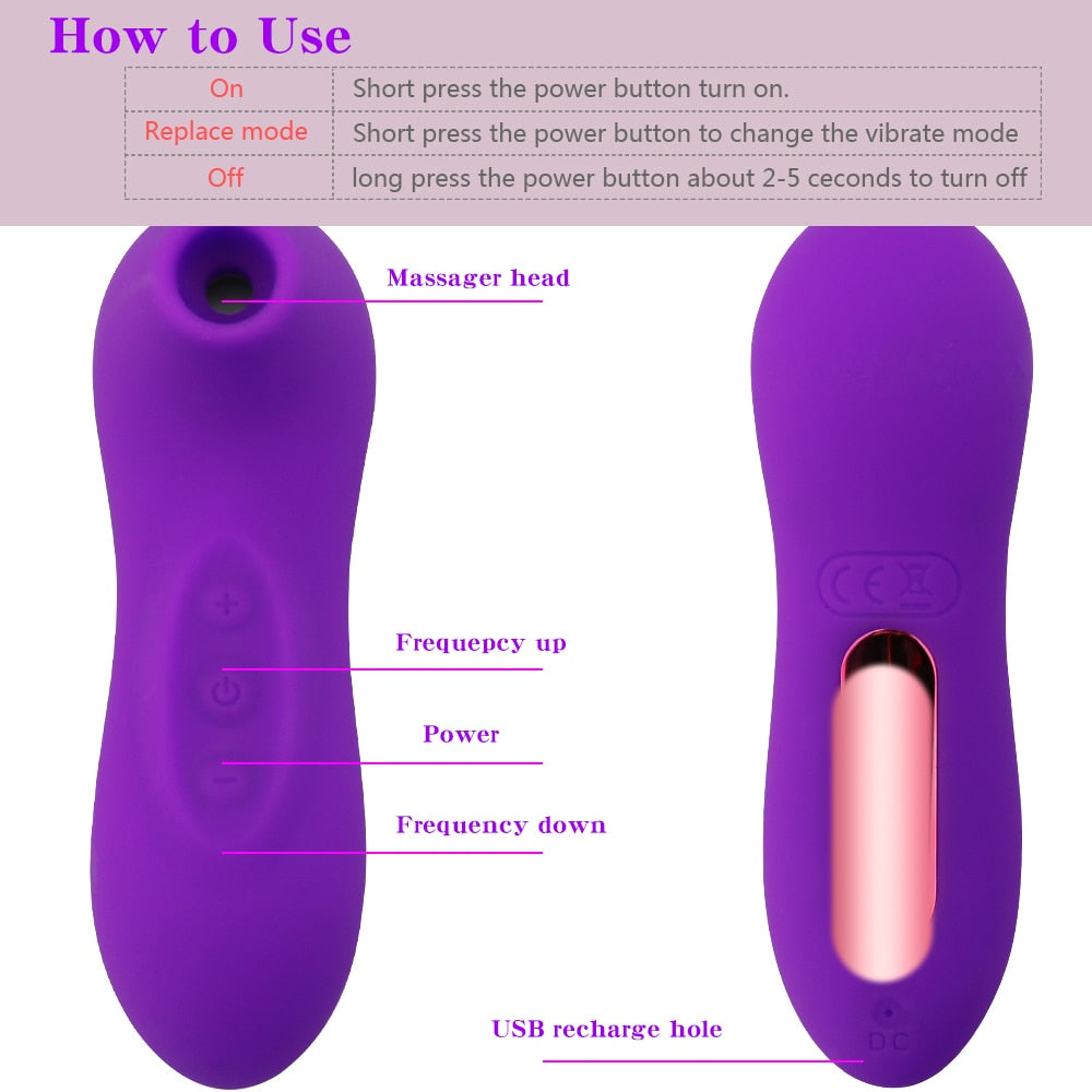 Clit Sucker Vibrator, Blowjob, Tongue Licking, G-Spot Massage, Clitoris Stimulator, Nipple Sucking Erotic Sex Toys for Women Sexo