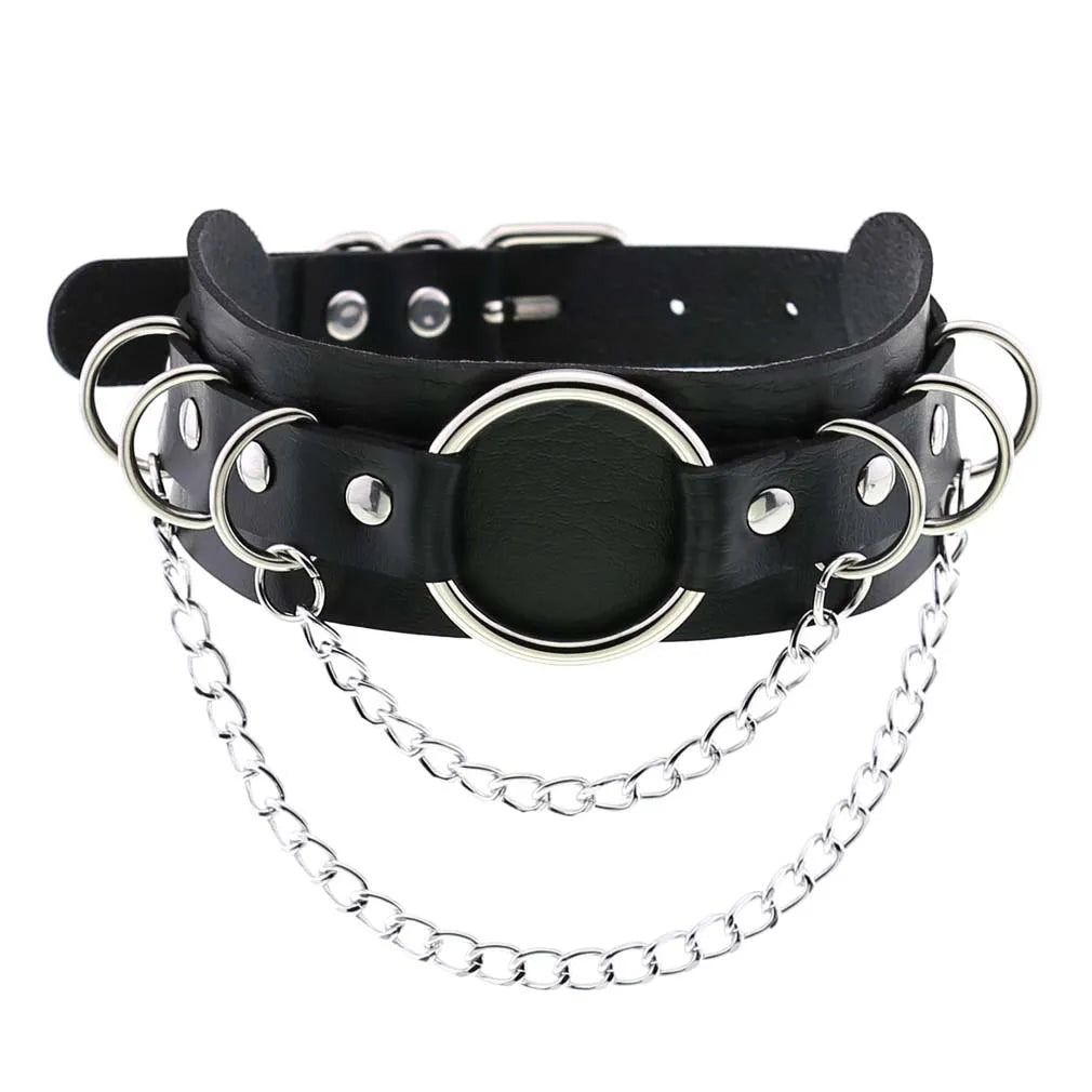 BDSM Different Styles Fashion Punk Men's Torques Necklace Gothic PU Leather Choker Collar Necklace Women's Body Chain