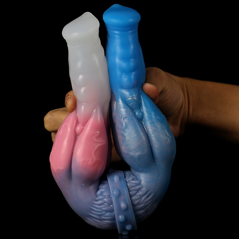 LUUK 40CM Super Long Double Head Horse and Dog Combination Kont Dildo Soft Liquid Silicone Anal Plug Sex Toys for Women Lesbian