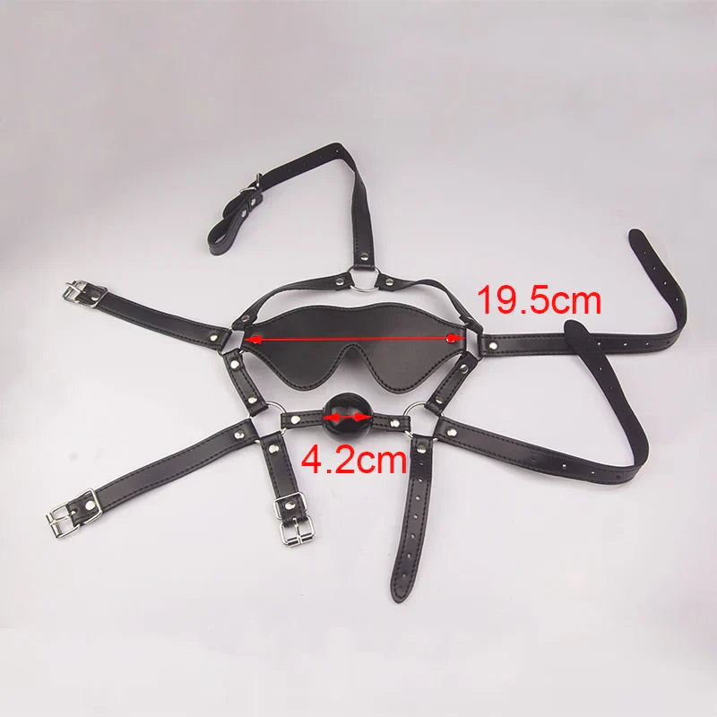 Ring/Spider/Ball Gag BDSM Leather Cover Mouth Mask Bondage. Muzzle Blindfold Restraints. SM Sex Toys For Couples