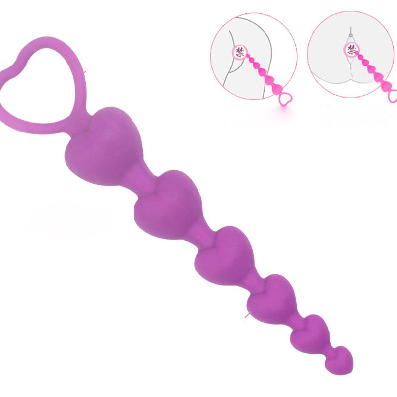 Heart Beads Soft Anal Plug Anus Toys Big  Balls Silicone G-Spot Stimulating Butt Plugs Adult Sex  Couple Sexy