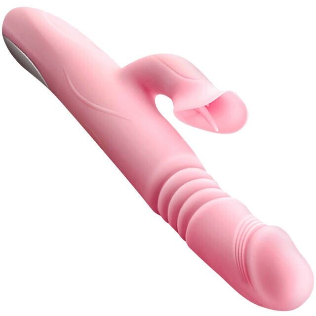 Powerful Heating Telescopic Vibrator for Women, Tongue Licking Sex Toys, Soft Silicone Clitoral Massage Stick, Female Masturbators
