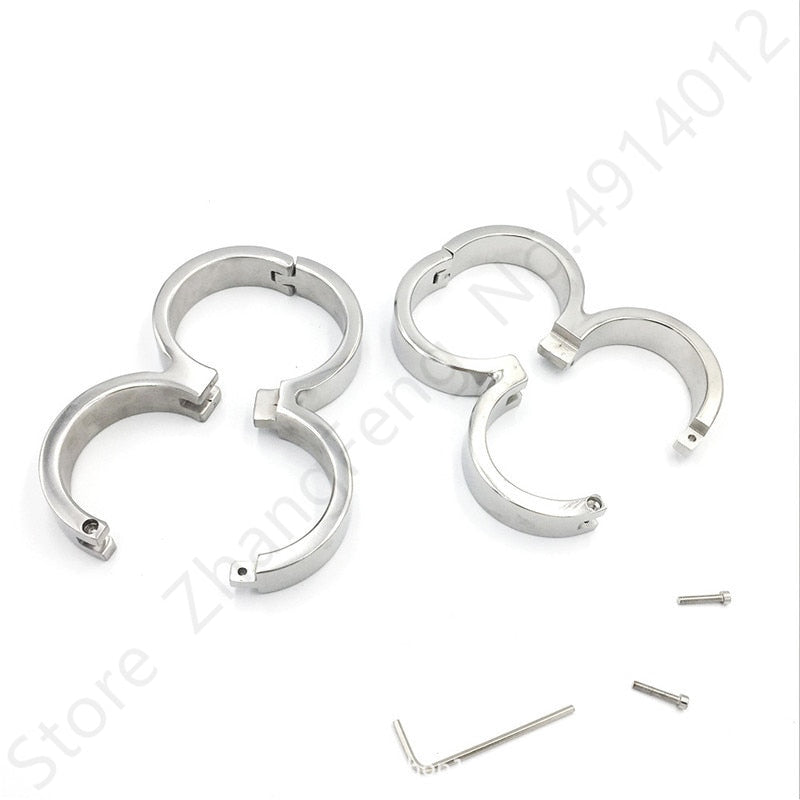Heavy Stainless Steel Handcuffs Ankle Cuff Bondage BDSM Fetish Adult Sex Toys for Woman Screw Sex Toy Bundle Sex Shop China 18+