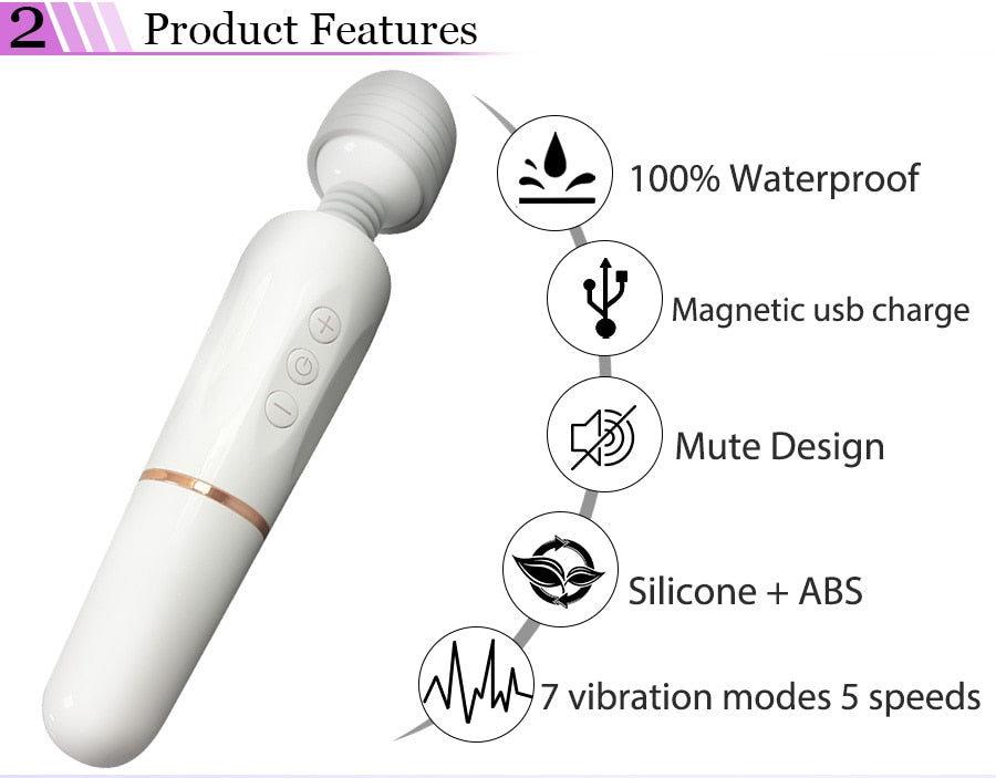 Powerful AV Magic Wand Body Massager, USB Charge G-Spot Vibrator for Women. Adult Vibrator Sex Toys for Women. Female Sex Products.