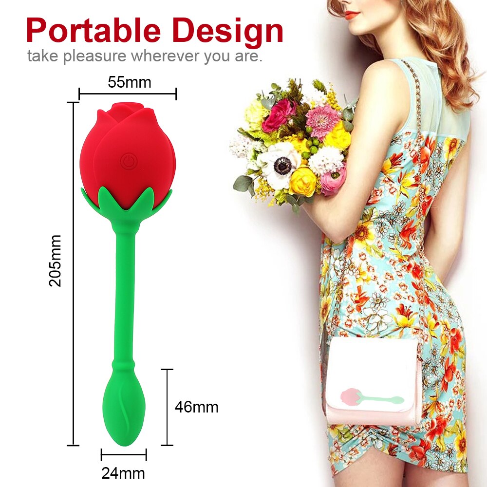 IKOKY 2-in-1 Anal Plug Sucking Vibrator, Tail Vibration, Clitoris Stimulation, Vagina Nipple Massager, Rose Shape Sex Toy for Women
