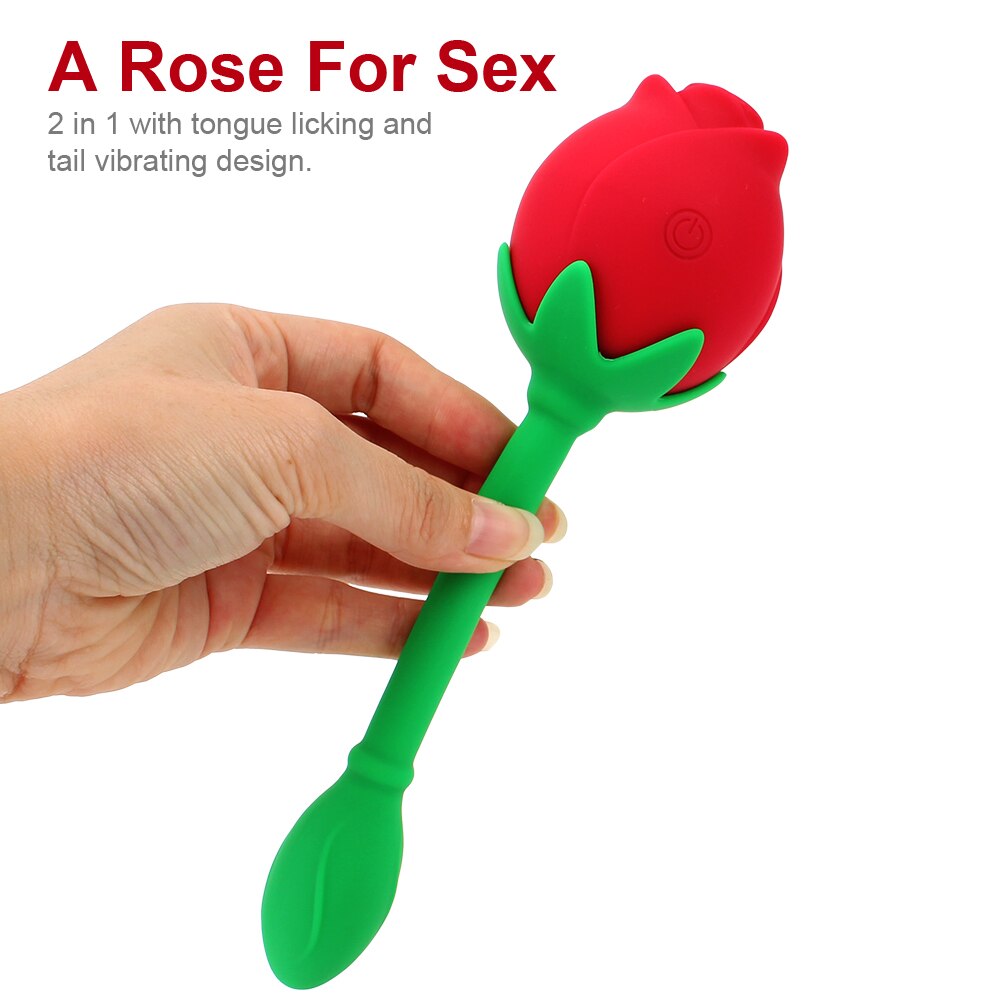 IKOKY 2-in-1 Anal Plug Sucking Vibrator, Tail Vibration, Clitoris Stimulation, Vagina Nipple Massager, Rose Shape Sex Toy for Women