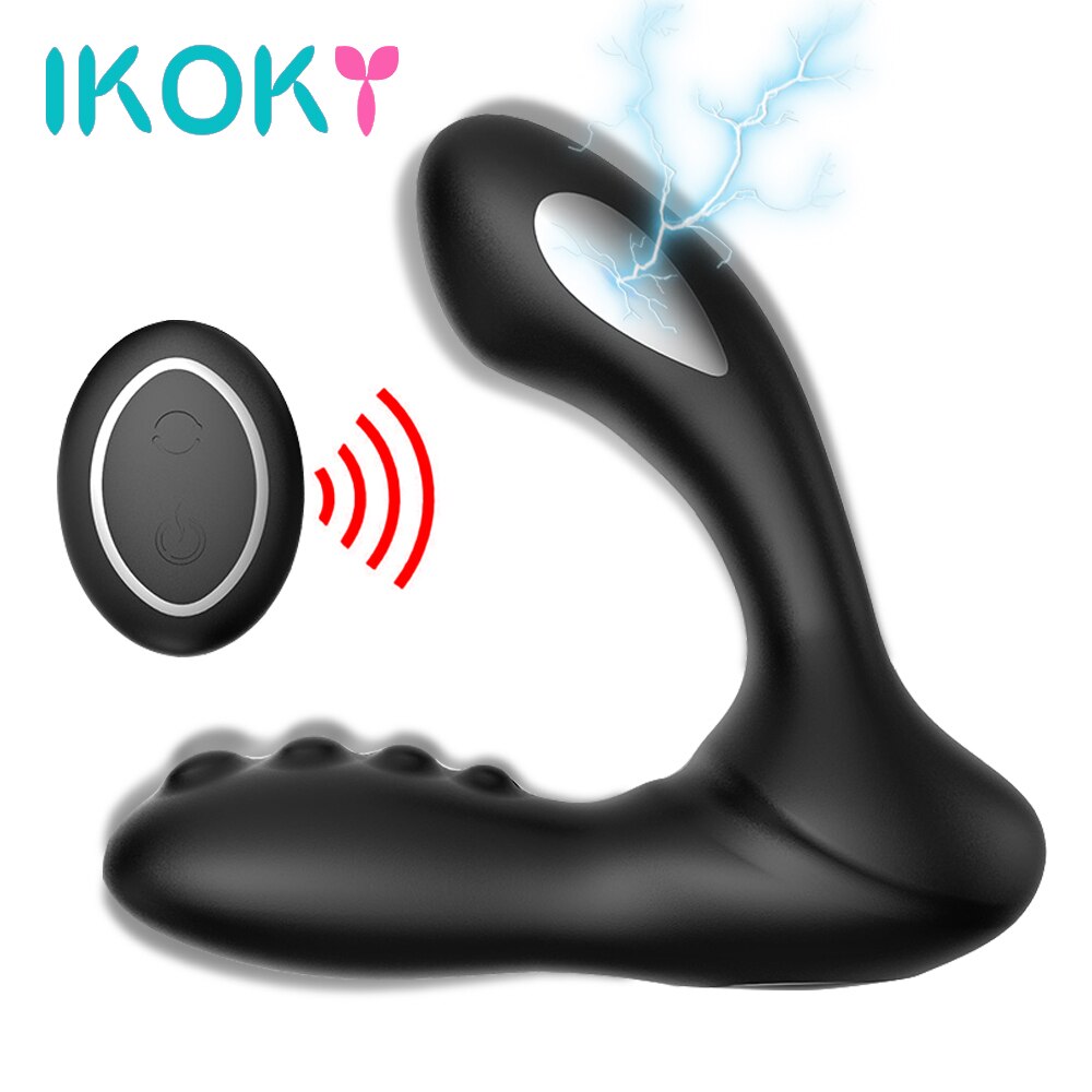 IKOKY 8 Speed Electric Shock Anal Dildo Vibrator Prostate Massager Perineum Stimulator Sex Toys for Men Women Gay Anal Butt Plug