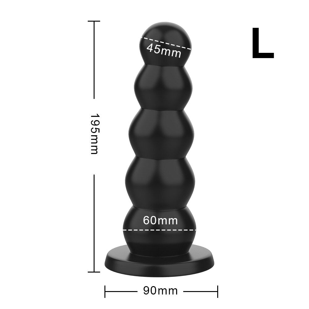 IKOKY Liquid Silicone 5 Beads Big Dildos Anal Plugs Strong Suction Cup Female Male Masturbator Butt Plug Sex Toys for Women Men