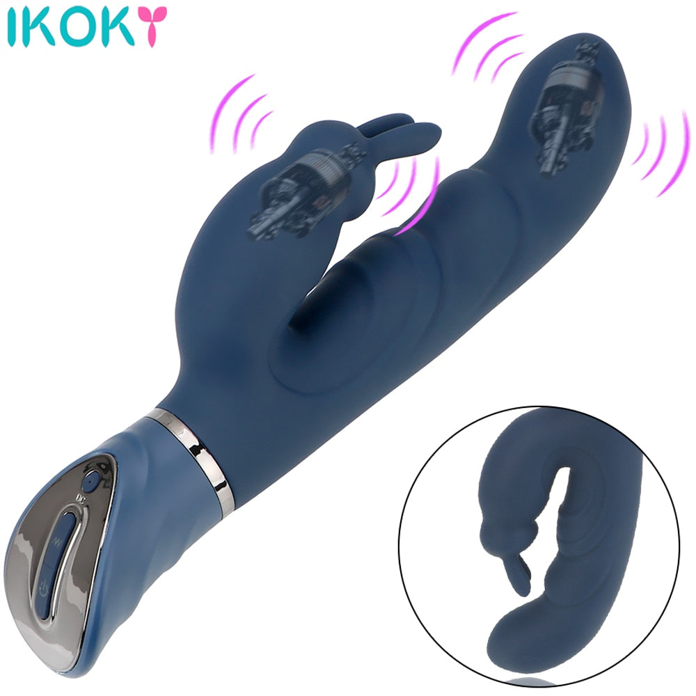 IKOKY Rabbit Vibrator G Spot Dildo Vibrator for Women 10 Vibration Modes .Waterproof Bunny Vibrator Clitoral Vibrator Sex Toys