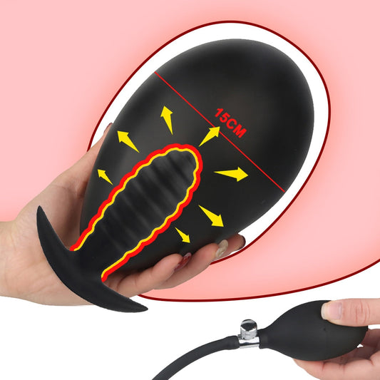 Inflatable ปั๊ม Anal ปลั๊กซิลิโคน Super Big Butt Plug Dildo นวดต่อมลูกหมาก Anus Extender Dilatador Sexules ของเล่นสำหรับผู้หญิง