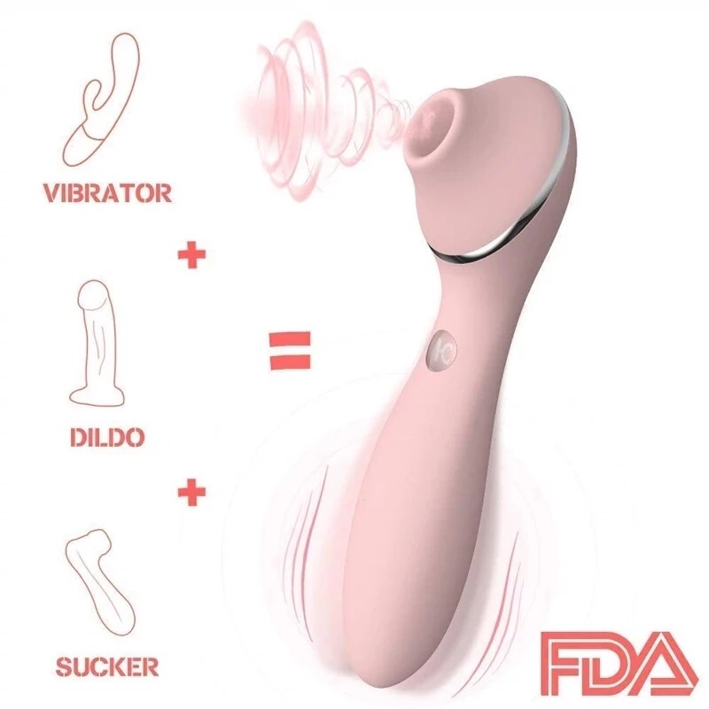 KISTOY Polly Plus 2-in-1 Warmer Vibrator Clitoris Sucking G-Spot Stimulator Vibrating Dildo Sex Toy for Women