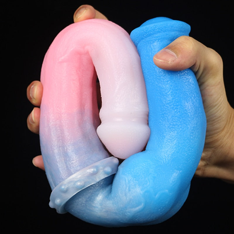 LUUK 40CM Super Long Double Head Horse and Dog Combination Kont Dildo Soft Liquid Silicone Anal Plug Sex Toys for Women Lesbian