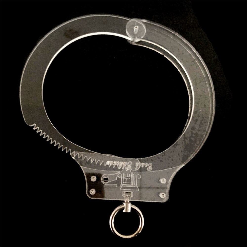 Latest Clear Crystal Adjustable Restraint Necklace Collar with Metal Ring Restraint Adult Bondage BDSM Sex Toy for Male Female