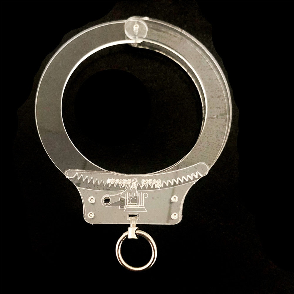 Latest Clear Crystal Adjustable Restraint Necklace Collar with Metal Ring Restraint Adult Bondage BDSM Sex Toy for Male Female