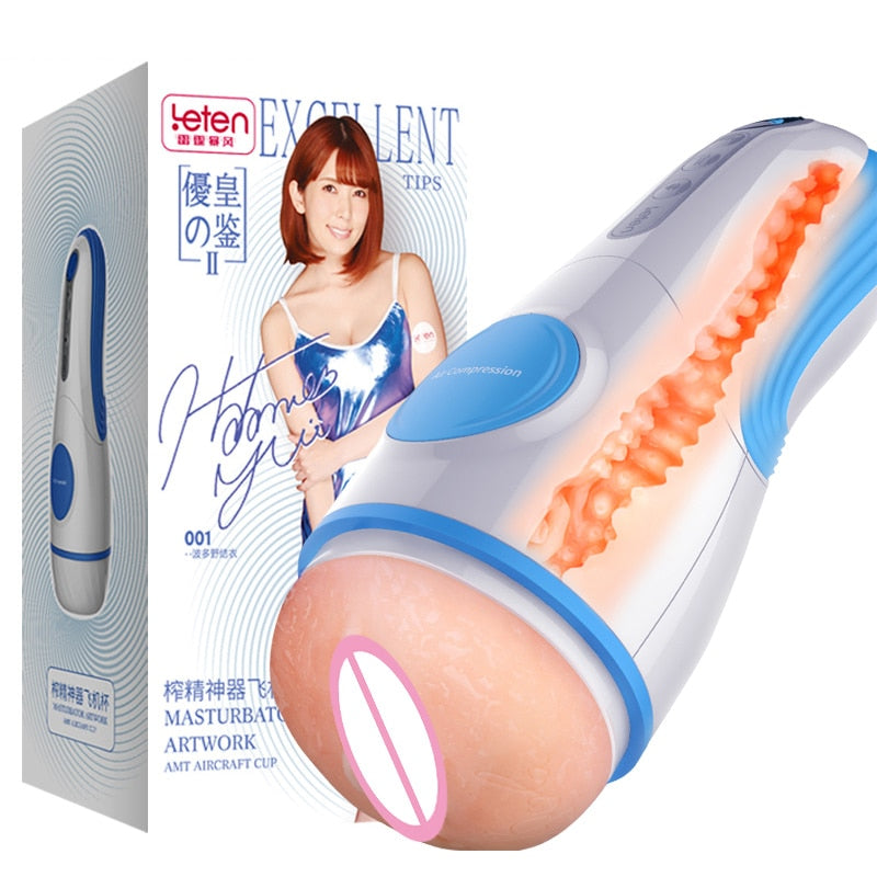 LeTen Automatic Ret retractable heating cup, deep throat blowjob masturbator, sucking, thrusting vibrator sex toy for adults.