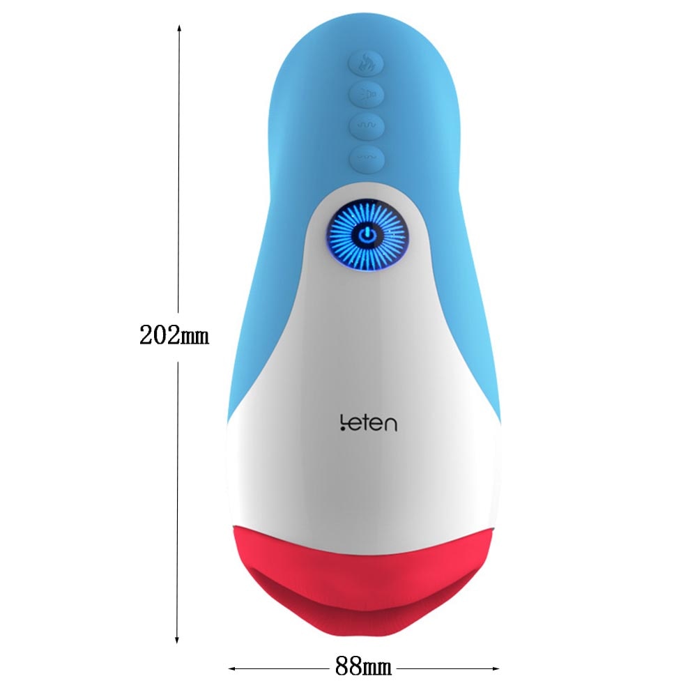 LeTen Masturbator Automatic Retractable Heating Cup Deep Throat Blowjob Masturbation Sucking Thrusting Vibrator Sex for Adult