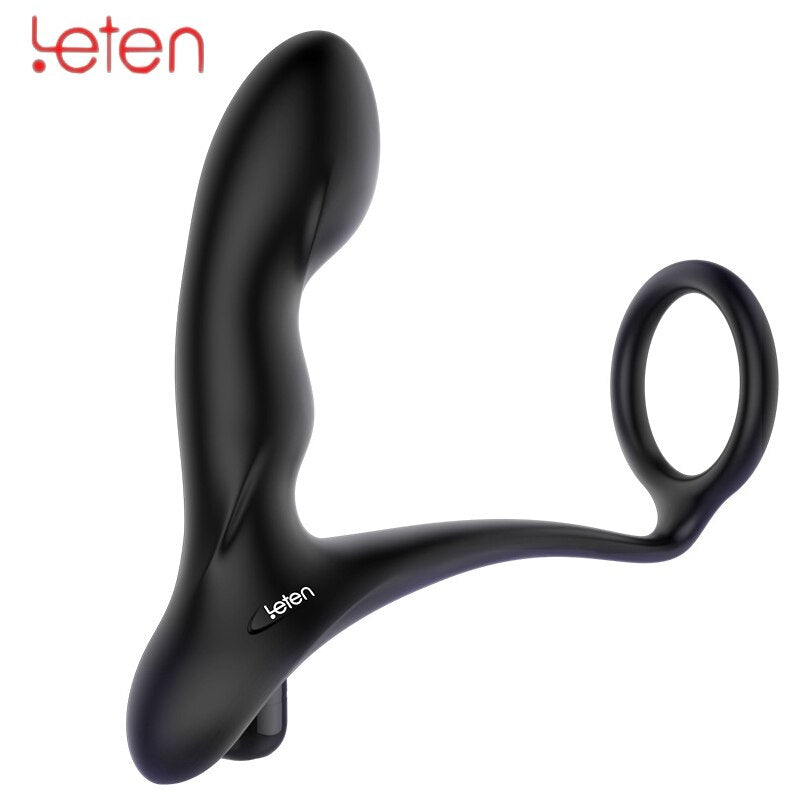 Leten 10-Speed Silicone Prostate Massager Anal Plug Vibrator Sex Toys for Men Women Guys Soft Anal Beads Adult Sex Products