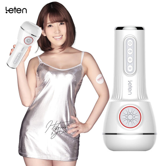 Leten Automatic Masturbator Cup for Men Double Airbag Clip Suck Vibrating Vagina Pocket Pussy Blowjob Stroker Sex Toys for Men