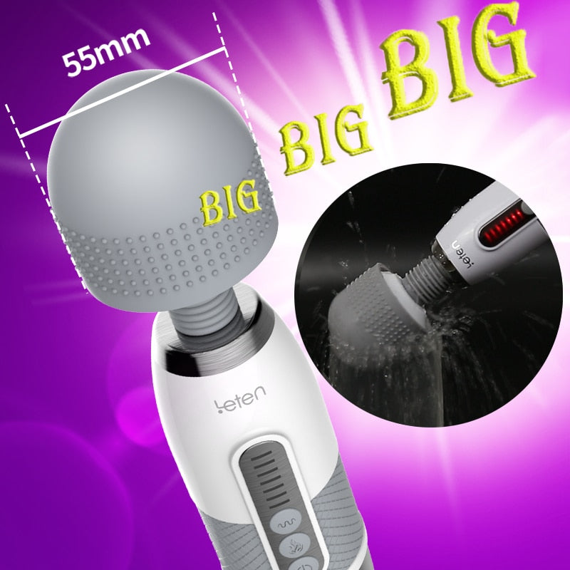 Leten Lightning Huge Head Vibrator for Female Masturbation. AV Magic Wand Massager Nipple Clitoris Stimulator Sex Toys for Women